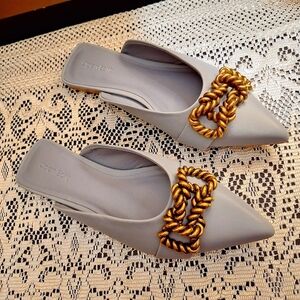 "Kyla Flat Mule" by Open Edit in Light Blue-Gray